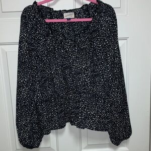 Universal Thread Boho Black & White Speckled Peasant Blouse Size XL